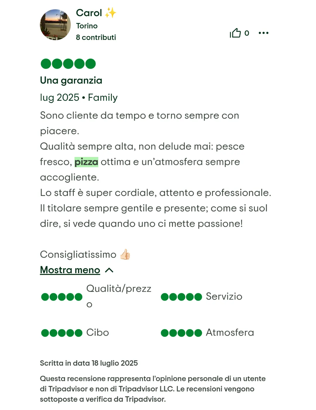 Pizzeria Torino Casale 93 Recensione